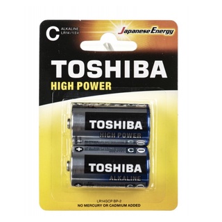 ถ่าน TOSHIBA alkaline ขนาดC 1.5V แพค2ก้อน ของแท้