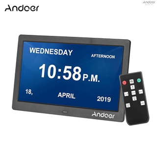 Andoer นาฬิกาปลุกดิจิทัล 10 นิ้ว 1024*600 IPS และกรอบรูป พร้อมรีโมตคอนโทรล 2.4G คําบรรยาย 11 ภาษา 12 กลุ่ม รองรับทิม