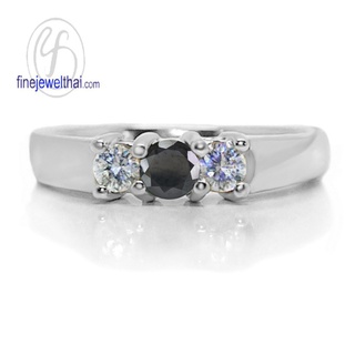 Finejewelthai-แหวนนิล-นิลแท้-แหวนเงินแท้-แหวนพลอยแท้-Black-Spinel-Silver-Ring-R1012on (เลือกสีตัวเรือนได้)