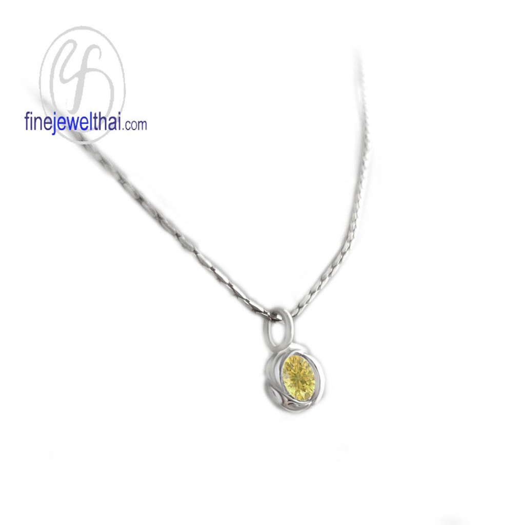 finejewelthai-จี้บุษราคัม-บุษราคัม-จี้พลอย-พลอยประจำเดือนเกิด-yellow-sapphire-silver-pendant-birthstone-p1054yl00e