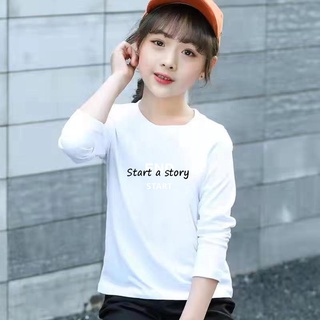 *พร้อมส่ง*เสื้อผ้าเด็ก เสื้อยืดแขนยาวคอกลมคอตตอน100%ลายendน่ารักน่าใส่