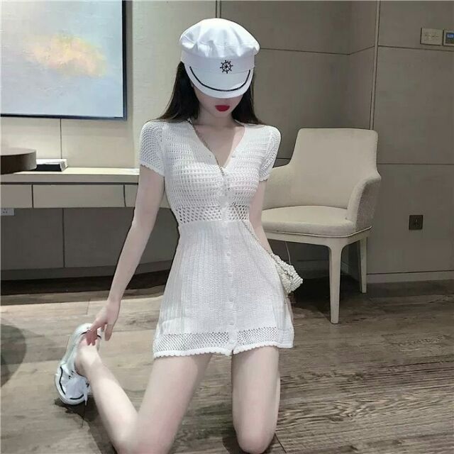 white-knitting-dress-มินิเดรสสขาว