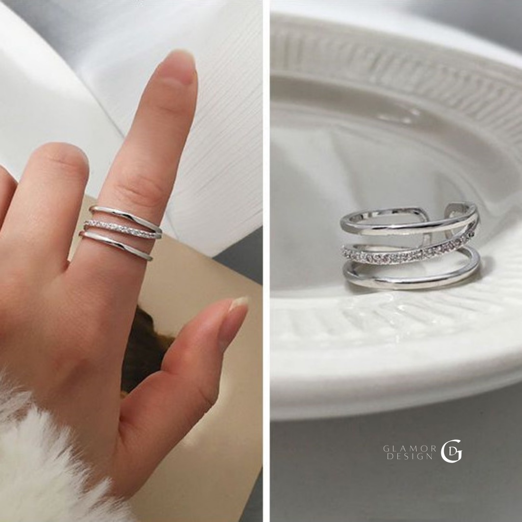 ภาพหน้าปกสินค้าGLAMOR แหวนเงินแท้ COLD WIND ฝังเพชร สีไม่ลอก แหวนเพชร cz แท้ แหวนแฟชั่น แหวนผู้หญิง แหวนเพชรแถว แหวนปรับขนาดได้ จากร้าน glamor_design บน Shopee