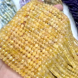 ซิทริน Citrine ทรงล้อรถ เจีย  6*4 mm เส้นยาว เกรด AAA *หินแท้ หินธรรมชาติ*