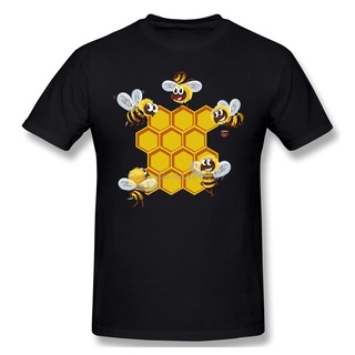 เสื้อยืดโอเวอร์ไซส์พร้อมส่ง เสื้อยืดคอกลม ผ้าฝ้าย พิมพ์ลายผึ้งน่ารัก หลากสี สําหรับผู้ชาย 2021S-3XL