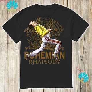 เสื้อยืดวินเทจเสื้อยืด ผ้าฝ้าย พิมพ์ลายวงร็อค Bohemian Rhapsody Freddie Mercury Vtg Queen สไตล์โบฮีเมียน พลัสไซซ์ สําหรั