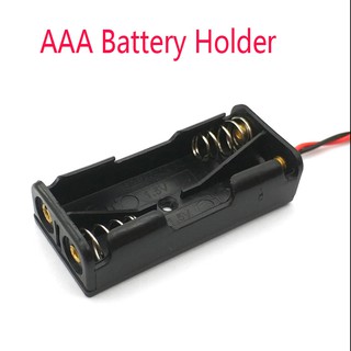 กล่องพลาสติกเก็บแบตเตอรี่ aaa พร้อมลวดนําสําหรับแบตเตอรี่ aaa 1 . 5 v 2 ช่อง