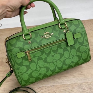 🎀 (สด-ผ่อน) หมอน 10 นิ้ว สี Neo Green 83607 Rowan Satchel In Rainbow Signature Canvas