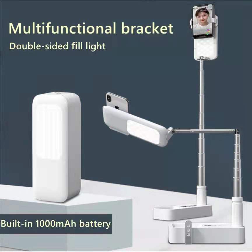 รุ่นใหม่-hot-ขาตั้งมือถือ-พร้อมไฟ-ขาตั้งไลฟ์สด-led-หมุนได้-360-ที่วางโทรศัพท์-ขาจับโทรศัพท์-ปรับสูงต-ไฟ130cm