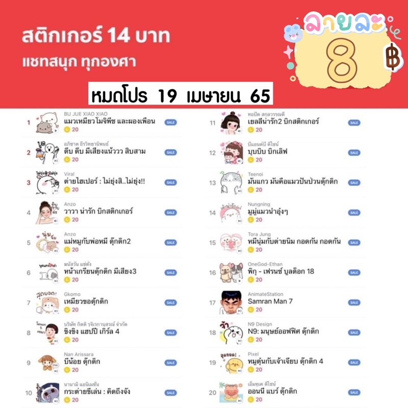 ภาพหน้าปกสินค้าโปรสติกเกอร์ไลน์ออฟฟิศเชี่ยล ลดราคาหนักมากก ลดทั้งหมด 20 ลาย สนใจลายไหนกดเลือกได้เลยนะ (ได้รับทันทีหลังชำระเงิน) จากร้าน lucky_stickerline01 บน Shopee