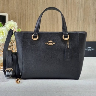 🎀 (สด-ผ่อน) กระเป๋า 8 นิ้ว สีดำ CA224 Coach Alice Satchel Crossbody in Crossgrain Leather Black