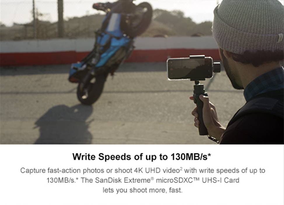 ข้อมูลประกอบของ SanDisk EXTREME micro SDXC UHS-I A2 256GB (SDSQXAV-256G-GN6MN) reads 190MB/s writes 130MB/s