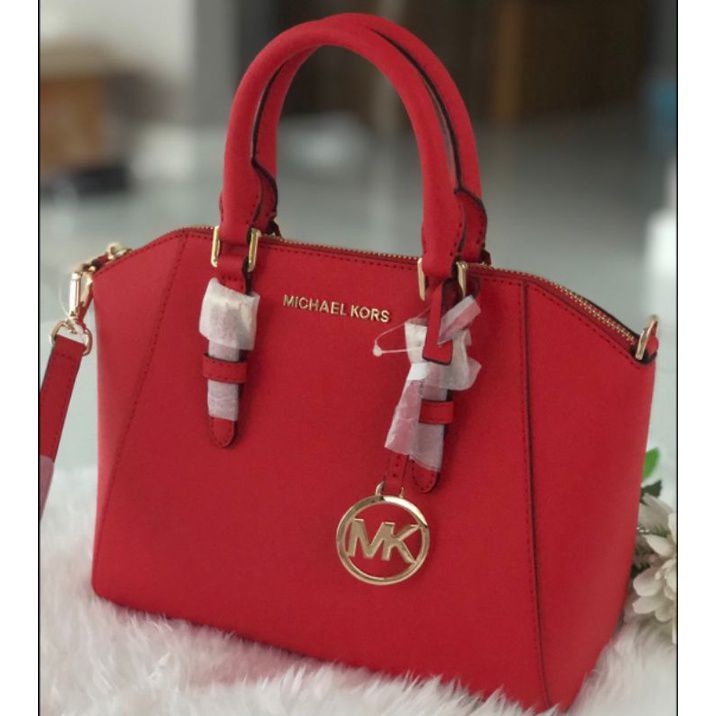 สด-ผ่อน-กระเป๋าสะพายสีแดง-35s8gc6m2l-michael-kors-ciara-saffiano-leather-medium-messenger-satchel-สี-scarlet
