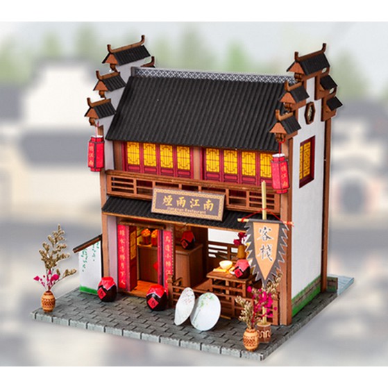 พร้อมส่งทันที-บ้านตุ๊กตา-diy-ร้านอาหารเจียงหนาน-ร้านจีน-โมเดลร้านอาหารจีน-บ้านจีน-โมเดล-จิ๋ว-บ้านตุ๊กตาจีน-จีนย้อนยุค