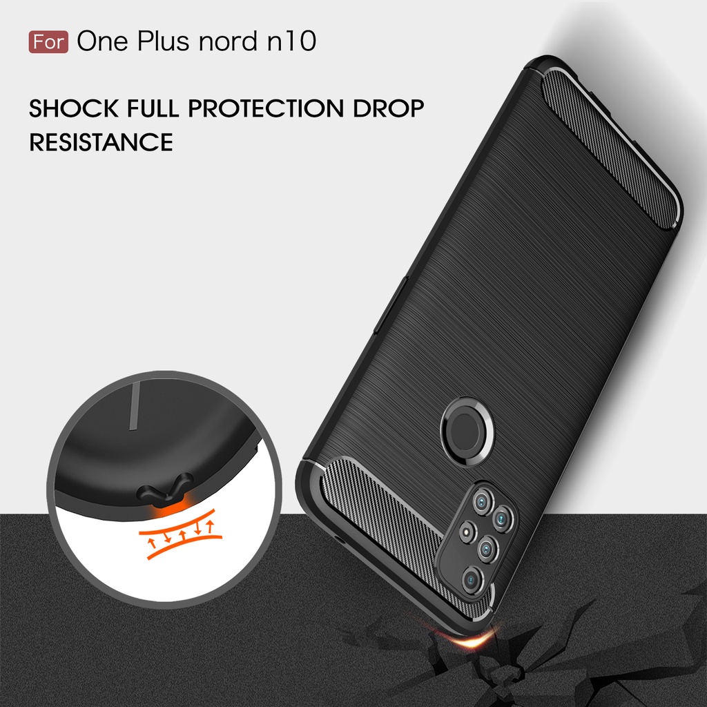 OnePlus Nord N10 5G Soft กันกระแทก TPU กรณีคาร์บอนไฟเบอร์ Texture Shock ...