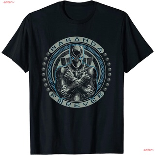 เสื้อยืดผู้ชายและผู้หญิง แบล็ค แพนเธอร์ เด็กผู้ชาย เสื้อยืด Marvel Black Panther TChalla Wakanda Forever Black T-Shirt