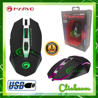 Marvo Scorpion M112 USB 7 Colour LED Black Programmable Gaming Mouse