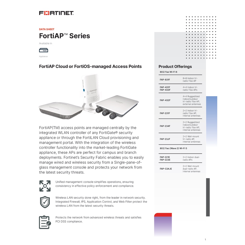 fortinet-fortiap-223e-fc-10-pe223-247-02-12-จุดเชื่อมต่อ-fortiap-tm-ได้รับการจัดการจากส่วนกลางโดย-คอนโทรลเลอร์-wlan