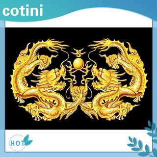 coni 5 d diy ภาพจิตรกรรมปักครอสติสลายมังกร 2 dragons ติดประดับเพชรสําหรับติดตกแต่งผนังบ้าน