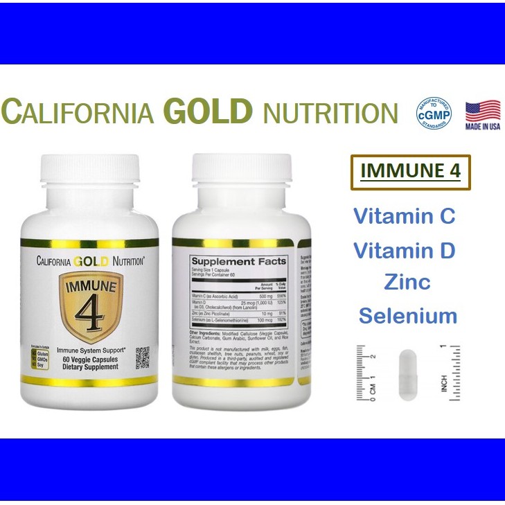 ภาพสินค้าพร้อมส่ง  California Gold Nutrition, Immune 4, Immune System Support, 60 Veggie Capsule จากร้าน bombanusit บน Shopee ภาพที่ 1