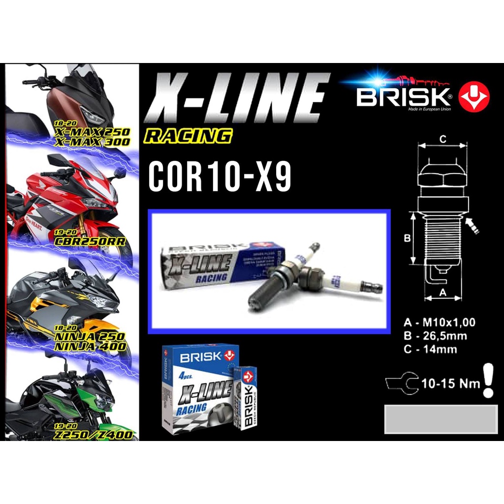 brisk-หัวเทียน-4-เขี้ยวตัวใหม่-เหมาะสำหรับน้ำมัน-e85-e20-และทุกน้ำมัน-x-max-forza-kawasaki-honda-yamaha-suzuki