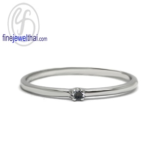 Finejewelthai-แหวนนิล-นิลแท้-แหวนมินิมอล-แหวนเงินแท้-พลอยประจำเดือนเกิด-Black-Spinel-Silver-Ring-Birthstone-R1361on