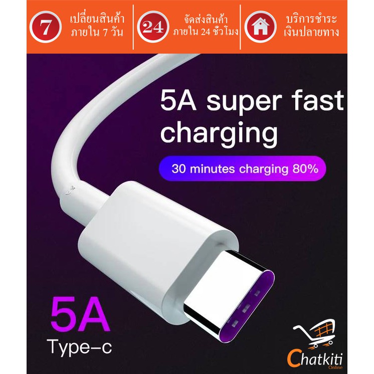 ภาพหน้าปกสินค้าสายชาร์จ USB type C ยาว 2 เมตร Super Fast Charging Cable USB 5A จากร้าน chatkitii บน Shopee