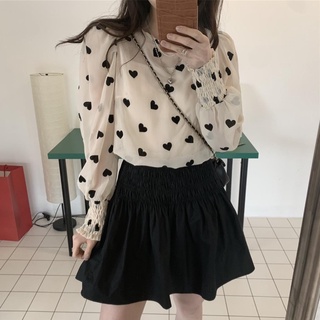 2021 ใหม่เสื้อเชิ้ตสําหรับสตรีผ้าชีฟองแขนยาวสไตล์เกาหลี + Gallus