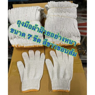 สินค้า ถุงมือผ้าฝ้าย สีขาว 700 กรัม, 7ขีด (12 คู่/โหล)