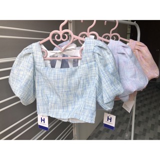 เสื้อครอปแขนบอลลูน ผ้าทวิต ให้ลุคสาวชาแนล สีพาสเทลน่ารักกก🧸🎀