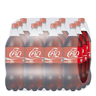 Coke โค้ก น้ำอัดลม รส ออริจินัล 999 มล. แพ็ค 12 ขวด