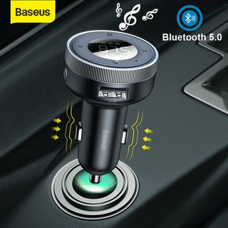 Baseus อะแดปเตอร์ชาร์จเครื่องเล่น MP3 วิทยุ FM บลูทูธ 5.0 2.4A พอร์ต USB แฮนด์ฟรี AUX Disk สําหรับรถยนต์