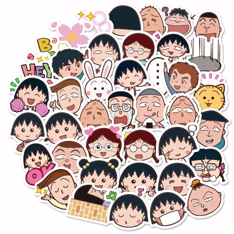 สติ๊กเกอร์-maruko-64-มารูโกะ-40-ชิ้น-หนูน้อยจอมซ่า-มารุโกะจัง-หนูน้อยจอมฮา-มารูโกะจัง-จิบิ-มารุโกะจัง-ญี่ปุ่น-การ์ตูน