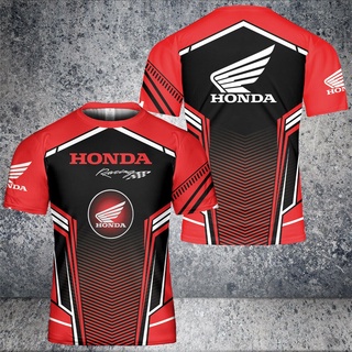 เสื้อยืดแขนสั้น พิมพ์ลาย Honda Racing 3D โอเวอร์ไซซ์ แฟชั่นฤดูร้อน สําหรับผู้ชาย และผู้หญิง 2022