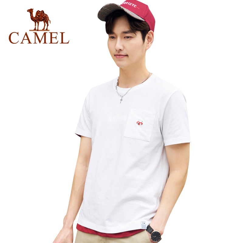 camel-เสื้อยืดผู้ชายปักลายสุนัขจิ้งจอกน้อยs-5xl