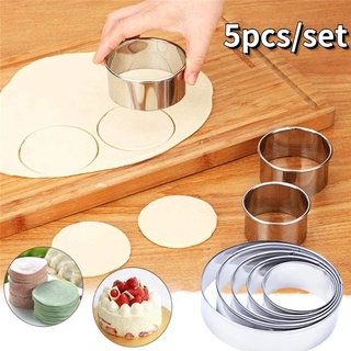แม่พิมพ์สแตนเลส ทรงกลม สําหรับทําคุกกี้ ขนมหวาน บิสกิต เค้ก เบเกอรี่ DIY จํานวน 5 ชิ้น