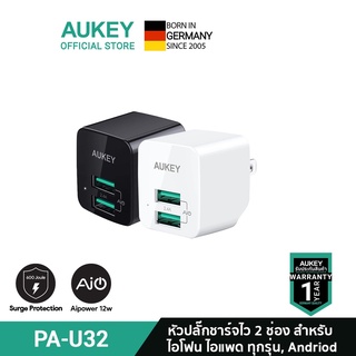 AUKEY PA-U32 หัวชาร์จเร็วเล็กและแรง ULTRA COMPACT AiPower Adaptive Fast Charge ขนาด 2 ช่อง รุ่น PA-U32​