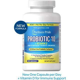 ภาพหน้าปกสินค้า((สูตรใหม่)) Puritan\'s Pride Probiotic 10 with Vitamin D 120 Capsules ที่เกี่ยวข้อง