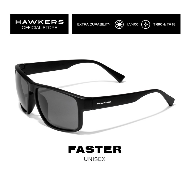 ภาพหน้าปกสินค้าHAWKERS Black Dark FASTER Sunglasses for Men and Women, unisex. UV400 Protection. Official product designed in Spain 110001