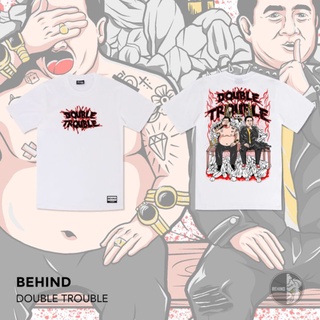 BEHIND CLOTHING เสื้อยืดลาย “ DOUBLE TROUBLE “