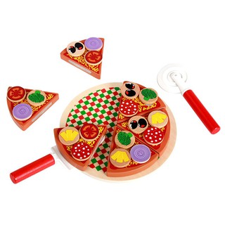 ของเล่นไม้ ตกแต่งหน้าพิซซ่า เล่นบทบาทสมมุติทำอาหาร Pizza Food Game