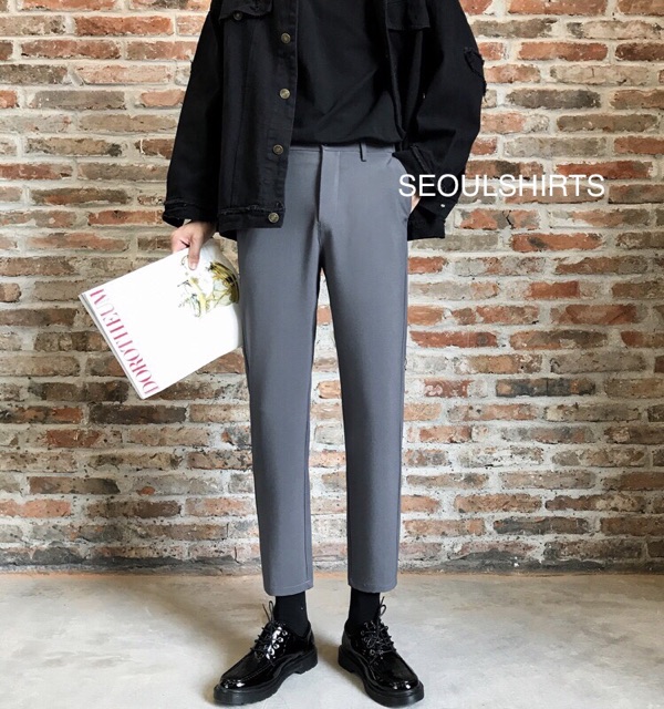 ภาพสินค้าใหม่ พร้อมส่ง  กางเกงสแลคผู้ชาย สไตล์เกาหลี (6 สี มีไซส์) กางเกงทรงกระบอกเล็ก จีบหน้า เอวสูงขาเต่อทรงสวยเข้ารูป P04 จากร้าน seoulshirts_official บน Shopee ภาพที่ 4