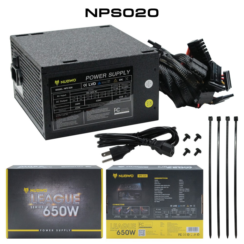 ภาพสินค้าPOWER SUPPLY (อุปกรณ์จ่ายไฟ) NUBWO 550,650 WATT (NPS-020)(NPS-030) ไม่มีไฟเลี้ยงการ์ดจอ ประกัน 1 ปี จากร้าน hardware_corner บน Shopee ภาพที่ 3