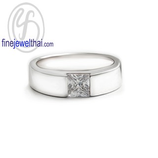 Finejewelthai แหวนมินิมอล-แหวนเพชร-แหวนเงินแท้-Minimal-Diamond-CZ-Silver-Ring - R1409cz