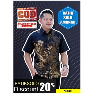 Subali BATIK INDONESIA BATIK SOLO BATIK เสื้อเชิ้ต แขนสั้น ผ้าฝ้าย พรีเมี่ยม สีดํา สีน้ําเงิน สไตล์โมเดิร์น สําหรับผู้หญิง