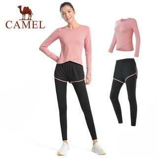 Camel ชุดกีฬา เสื้อวิ่ง แขนยาว ผ้าฟลีซ แบบบาง สําหรับผู้หญิง ใส่เล่นโยคะ ฟิตเนส