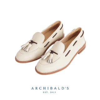 รองเท้า - Archibalds รุ่น Almond Moccasins - Archibalds คัชชูหนังแท้ ร้อยเปียสาน สีครีม