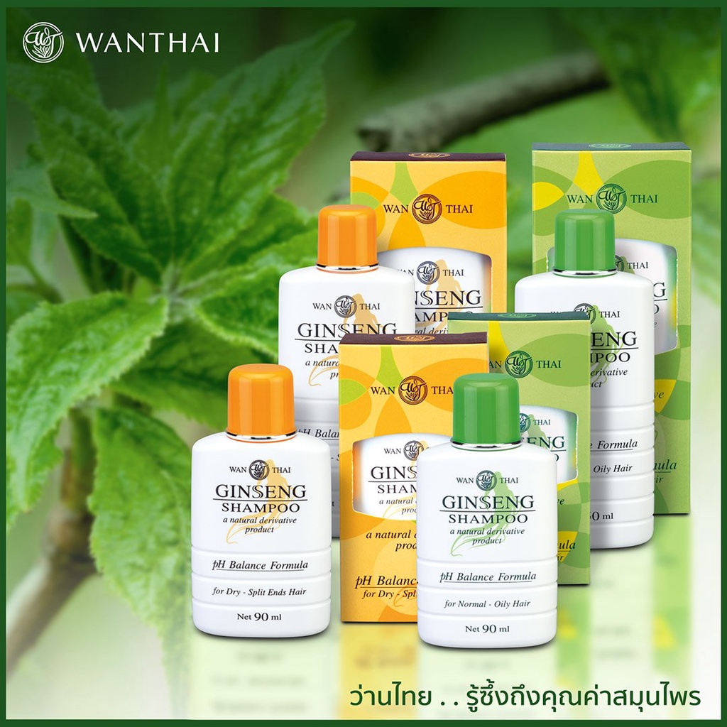 คละสูตร-wanthai-ginseng-shampoo-ว่านไทย-แชมพู-โสม-มี-2-ขนาด-150-ml-90-ml