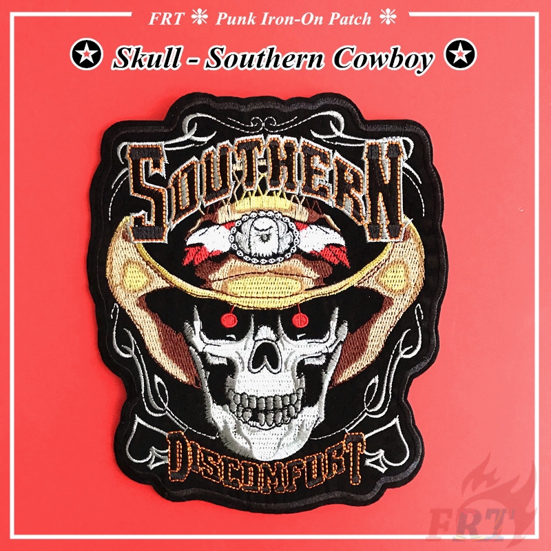☸ Punk Skull - Southern Cowboy ☸ 1Pc DIY Sew on Iron on Badges Patches ...
