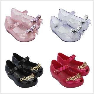 Girls Jelly Shoes 2023 New Mini Melissa Bowknot Childrens Shoes Baby Sandals Summer Princess Holiday Beach Shoes